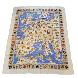 Europe Map Tablecloth Country Crests Border Made in Germany
